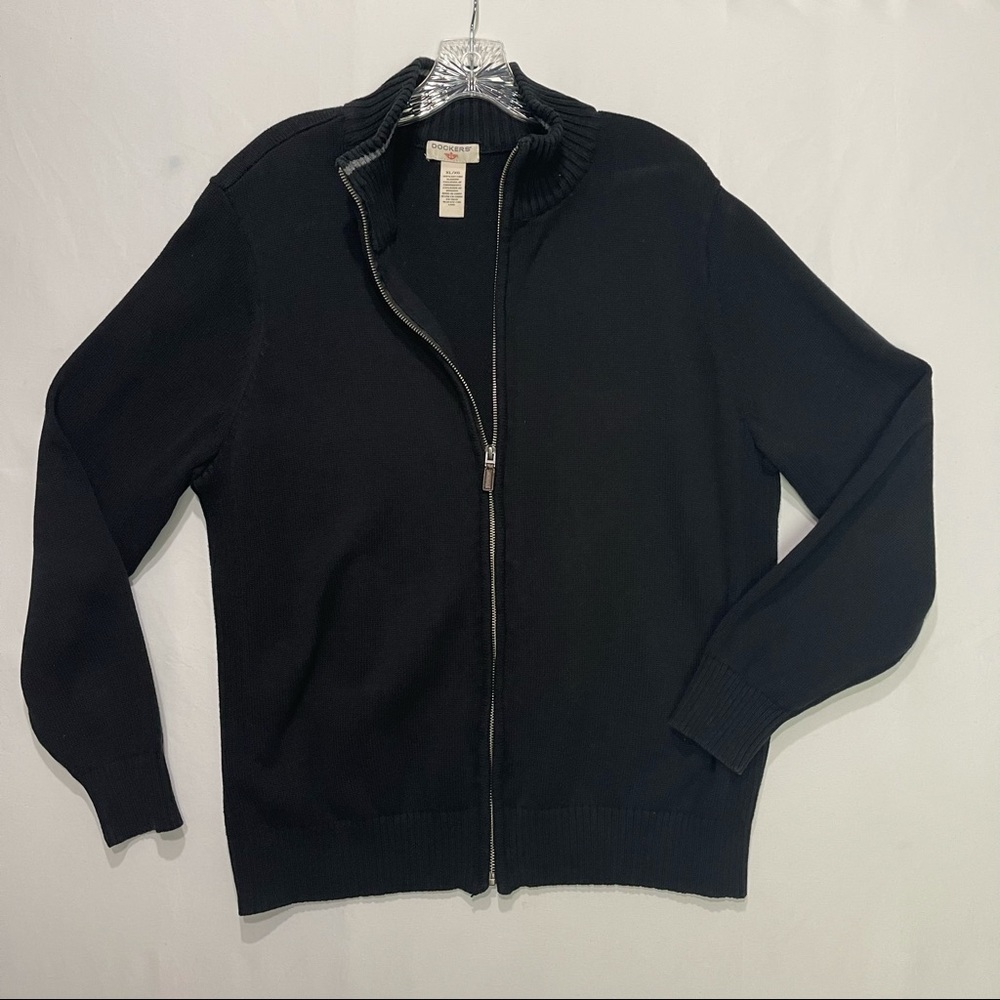 Dockers Black Full Zip Mens Size XL Cotton Sweater